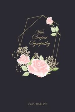 Pink rose frame on black background vector sympathy template Иллюстрация