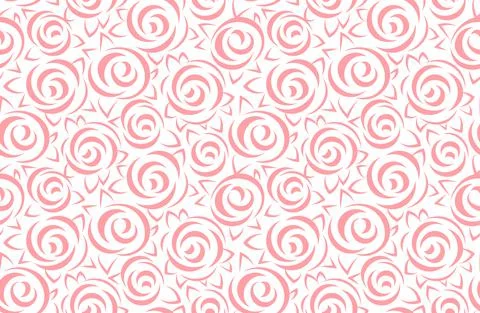 Pink rose seamless pattern. Simple pink vector illustration Stock Illustration