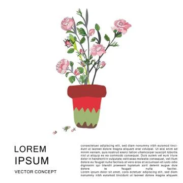 Pink rose in vase Stock Illustration