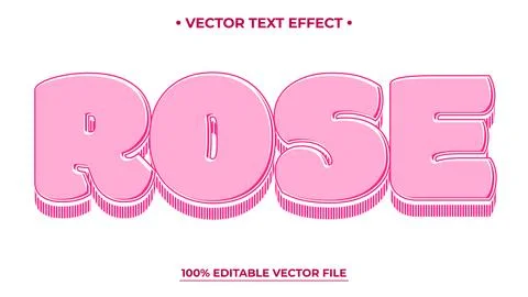 Pink Rose Vector Text Effect with Editable File on White Background Stock Illustration