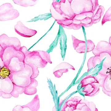 Pink rose watercolor pattern Illustrazione stock