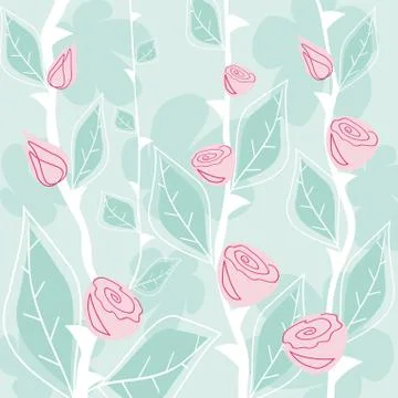 Pink roses on a blue background Stock Illustration
