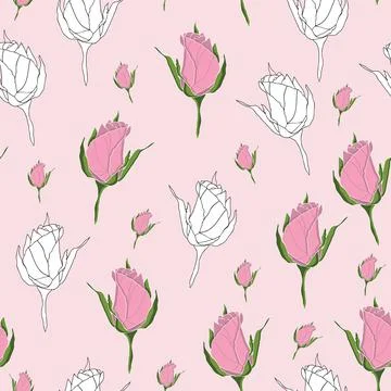 Pink roses chic seamless pattern design 스톡 일러스트