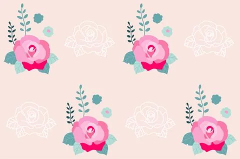 Pink roses seamless pattern. Stock Illustration