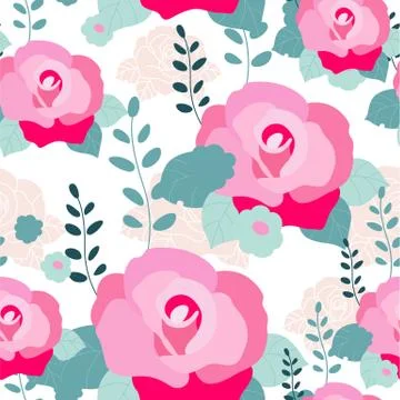 Pink roses seamless pattern. Stock Illustration