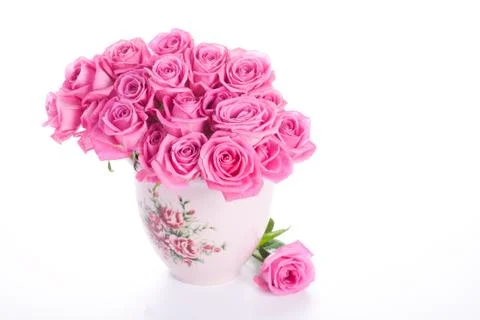 Pink roses in vase Stock Photos
