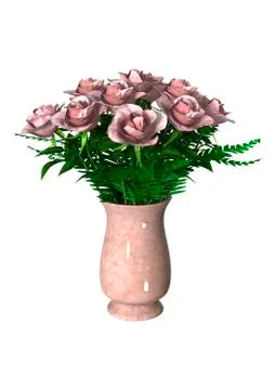 Pink Roses on White Stock Illustration