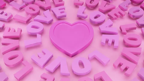Pink Rotating LOVE Text Around Heart Loop.  Perfect for Valentine's day Stock Footage 230126015