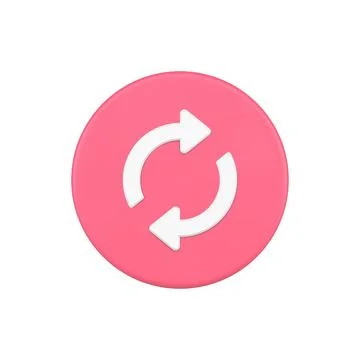 Pink rotation arrows refresh designator 3d button icon vector illustration Stock Illustration