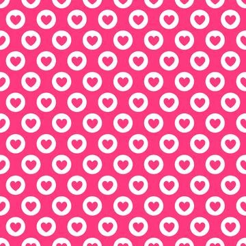 Pink Round Heart Seamless Pattern Background Vector Stock Illustration