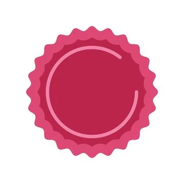 Pink round label with wavy border design Stock Illustration