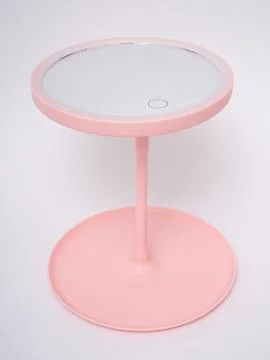 Pink round led table mirror Stock Photos