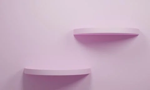 Pink round shelf. Empty Shelves, 3d rendering Stock Photos