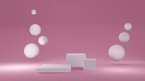 Pink round stage, pedestal or podium, and bubbles or spheres. Pink pastel Stock Footage 265652548