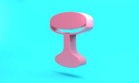 Pink Round table icon isolated on turquoise blue background. Minimalism conce Illustrazione stock
