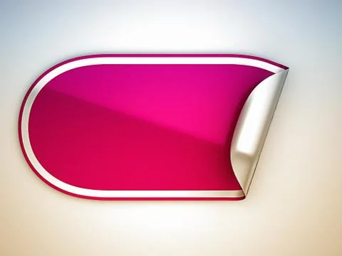 Pink rounded bent sticker or label Stockillustratie