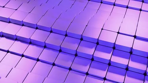 Pink rows of waving cubes. Design. Up and down motion of 3d blocks. Foto stock