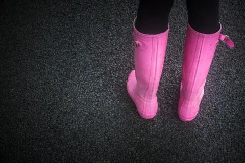 Pink Rubber Boots Stock-Fotos