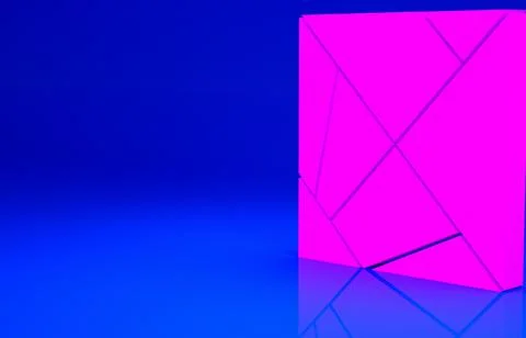 Pink Rubik cube icon isolated on blue background. Mechanical puzzle toy. Rubi 스톡 일러스트