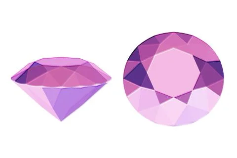 Pink ruby stone, precious diamond isolated on white, 3d render 스톡 일러스트