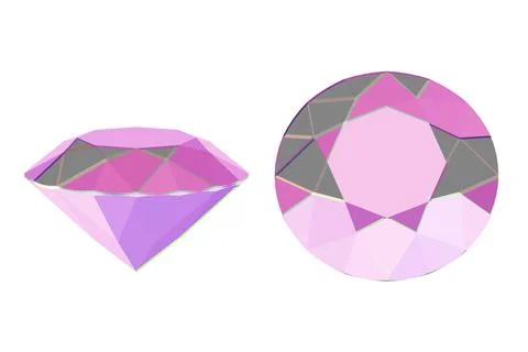Pink ruby stone, precious diamond, 3d render Stock Illustration