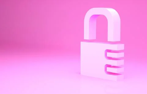 Pink Safe combination lock icon isolated on pink background. Combination padl Illustrazione stock