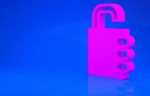 Pink Safe combination lock icon isolated on blue background. Combination padl Stockillustratie