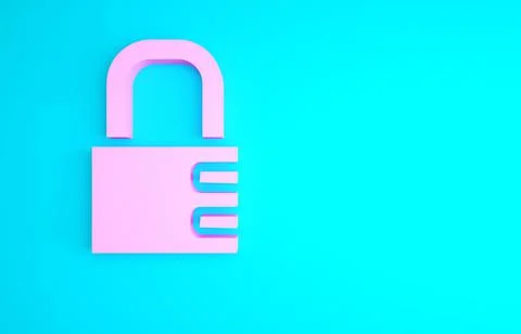 Pink Safe combination lock icon isolated on blue background. Combination padl イラスト素材