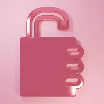 Pink Safe combination lock icon isolated on pink background. Combination pa.. 스톡 일러스트