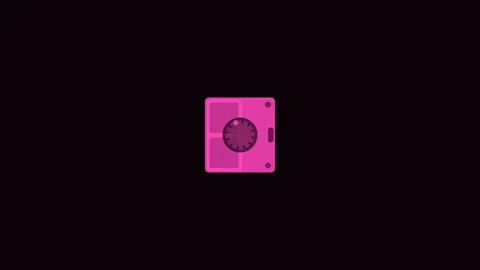 Pink Safe Vault Unlock Open Flat Design Finance Animation Stock-Footage 342611084
