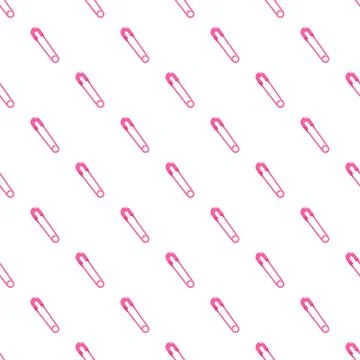 Pink safety pin seamless pattern background for baby designs Stock Illustration