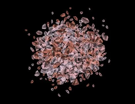 Pink salt crystals exploding on black background Stock Illustration