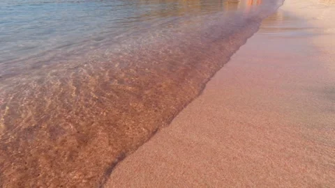 Pink sand on the shore of the Mediterranean Sea Stock Footage