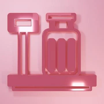 Pink Scale with suitcase icon isolated on pink background. Logistic and del.. イラスト素材