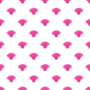 Pink scallop seashells repeating seamless summer pattern Stock Illustration