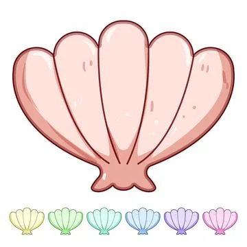 Pink scallop shell icon depicting marine life Stock Illustration