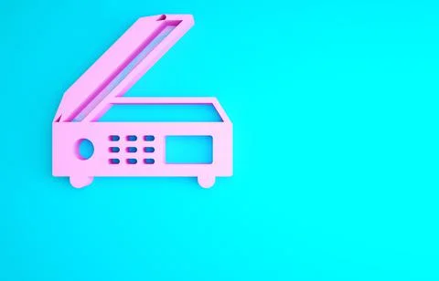 Pink Scanner icon isolated on blue background. Scan document, paper copy, pri イラスト素材