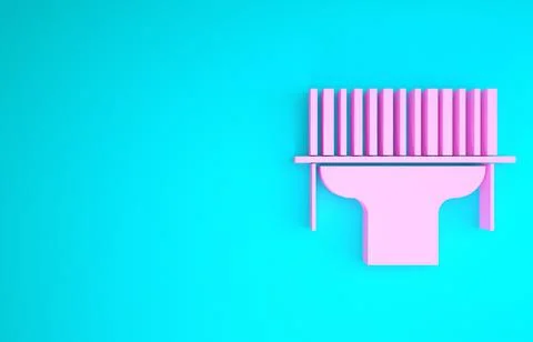 Pink Scanner scanning bar code icon isolated on blue background. Barcode labe Stockillustratie