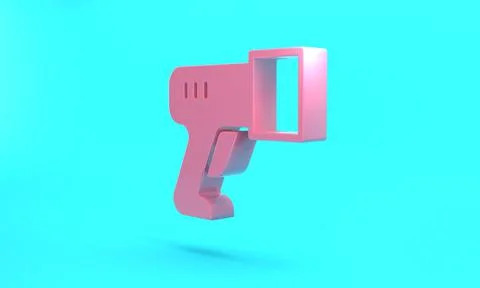 Pink Scanner scanning bar code icon isolated on turquoise blue background. Ba 스톡 일러스트