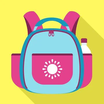 Pink school backpack icon, flat style Stockillustratie