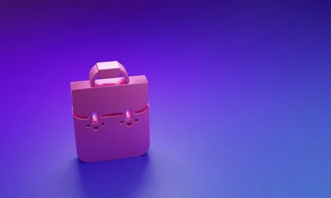 Pink School backpack icon isolated on purple-blue background. Minimalism co.. Stock Illustration