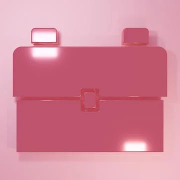 Pink School backpack icon isolated on pink background. Minimalism concept. .. Illustrazione stock