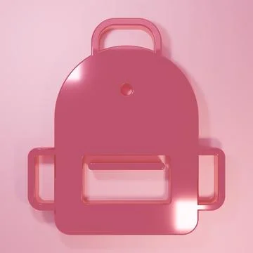 Pink School backpack icon isolated on pink background. Minimalism concept. .. Illustrazione stock