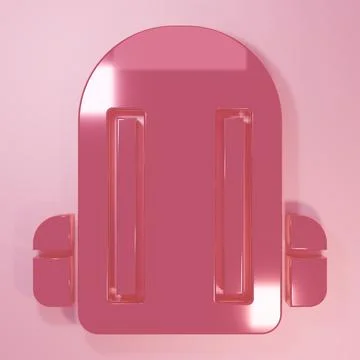 Pink School backpack icon isolated on pink background. Minimalism concept. .. Illustrazione stock
