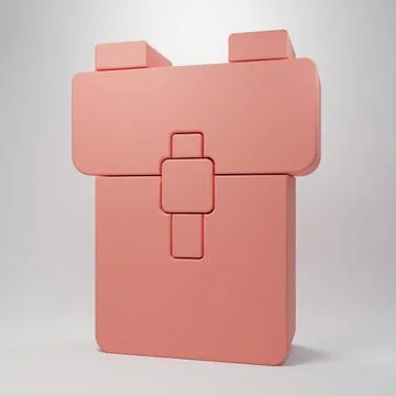 Pink School backpack icon isolated on pink background. Minimalism concept. .. Stock Illustration
