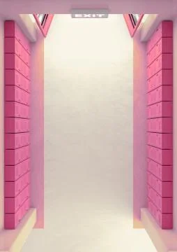 Pink School Locker Corridor Stock Illustration
