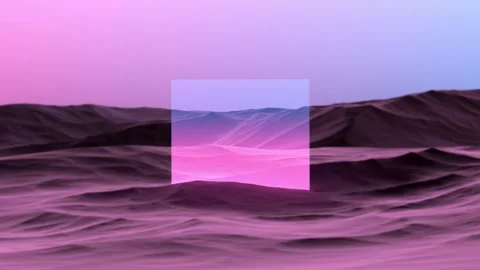 Pink Sci-Fi abstract mountain landscape and glowing neon,animation.3D render Stock Footage 290868761