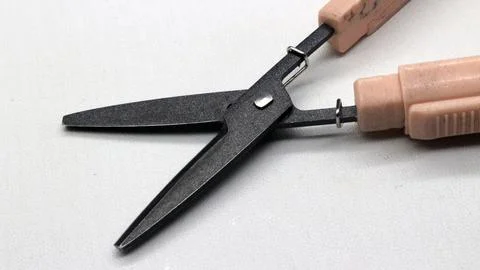 Pink scissors isolated Stock Photos