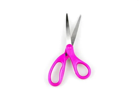 Pink scissors isolated on a white background Stock Photos