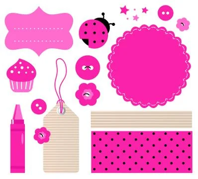 Pink scrapbook Elements. NEW DESIGN in Shop Stock Illustration